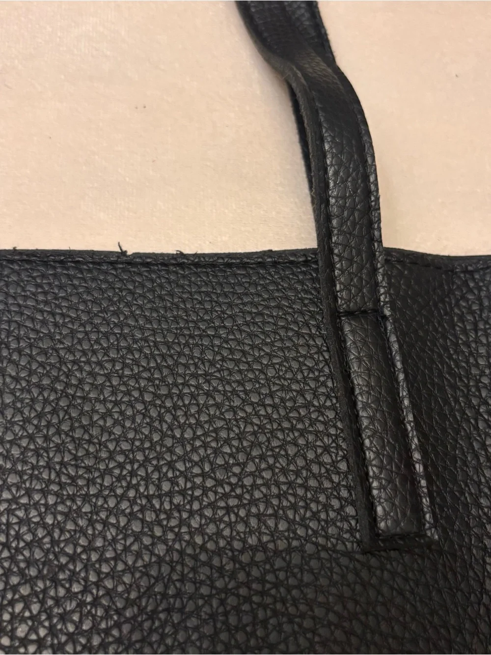 Vince Camuto Black Leather Laptop Tote with Gray Center Panel